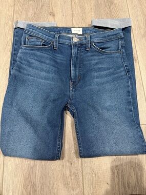 Classic High Rise Straight Crop Blue Jeans
